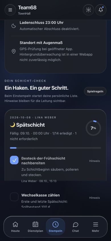Originalansicht: Checklisten im Dark Mode