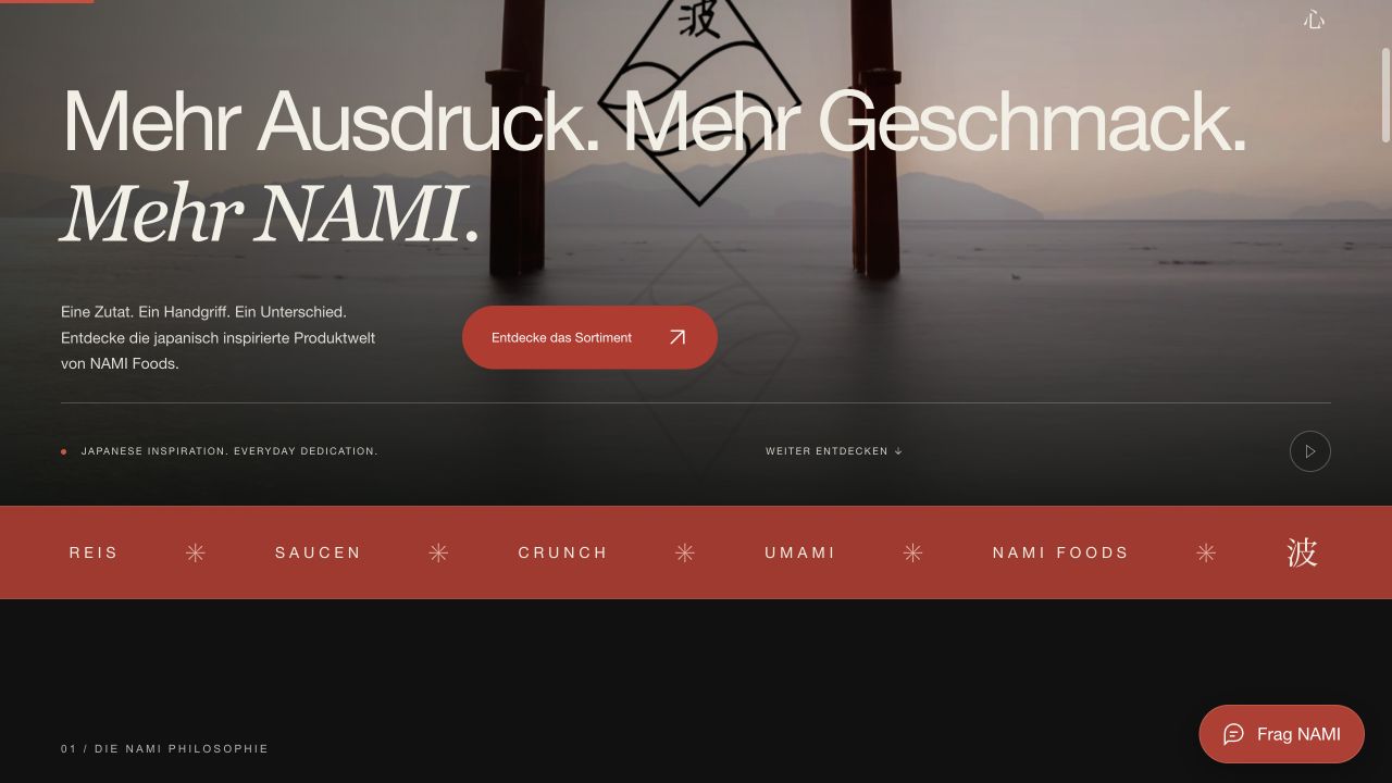 Nami Foods: echte Website-Referenz